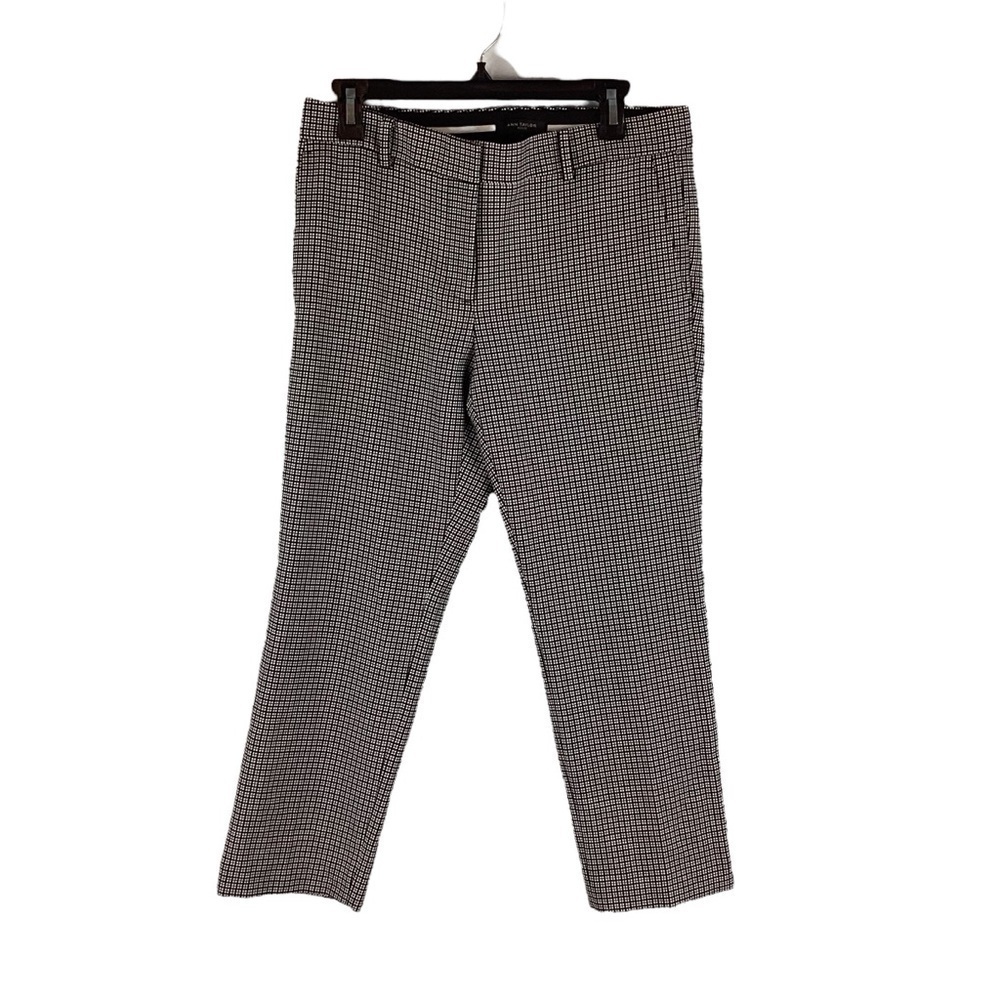 Ann Taylor Petite Check Ankle Dress Pants Career Workwear Black Size 6P